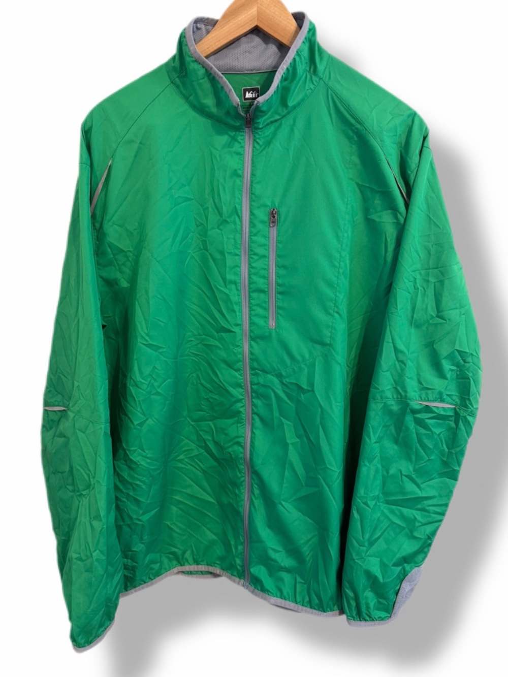 REI Packable Windbreaker Jacket XL Green Lightweight Hiking Running